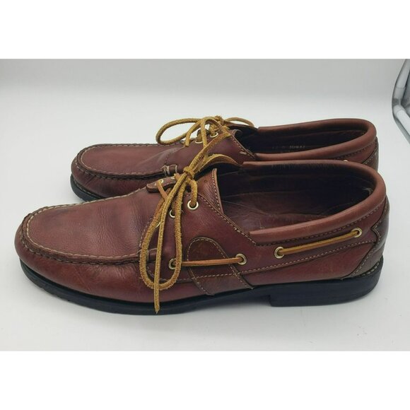 Allen Edmonds Millbridge Brown Leather Boat Shoes 12 B Goodyear Soles Broke Lace main image 5